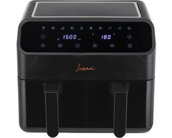 Luxari - Airfryer XXL - Twee Kookvakken - 2800 Watt - 10 Programma's - Inclusief 2 Beschermende Siliconen Beschermbakken - 8 Liter - Digitale Thermometer - Dual Zone Technologie