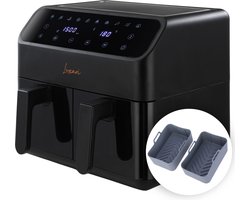 Luxari - Dubbele Airfryer XXL - Twee Kookvakken - 2800 Watt - 10 Programma's - Inclusief 2 Beschermende Siliconen Beschermbakken - 8 Liter - Digitale Thermometer - Dual Zone Technologie