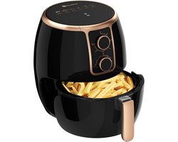 Luxe airfryer - Hetelucht friteuse - 3.7L - 1300-1500W - Thermostaat en timer - 6 automatische programma's - Zwart met goud