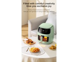 Microdata - Hetelucht Friteuse - Airfryer - Touchscreen bediening - Schuiflade met glas - QF606 - 6L - 1350Watt - Groen