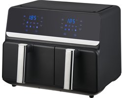 Nexxt Digitale Dubbele Airfryer XXL - Heteluchtfriteuse met Touchscreen – Inhoud 5,5 + 3,5 Liter – 8 Kookprogramma's - Zwart