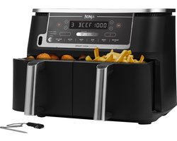 Ninja AF451EU Dubbele Airfryer XXL - Twee Kookvakken - 9.5 Liter - Digitale Thermometer - 2470 Watt - Dual Zone Technologie