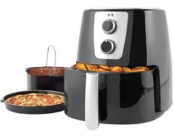 Petra Electric - XXL Airfryer (5.2 liter) - Met pizza en cake XL bakvorm - 30 minuten timer - 2 tot 4 personen - Zwart