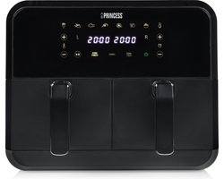 Princess Double Basket Airfryer 182068 - Dubbele heteluchtfriteuse - 2 manden x 4 liter - 8 voorgeprogrammeerde programma’s - PFAS vrij - Touchscreen - Zwart