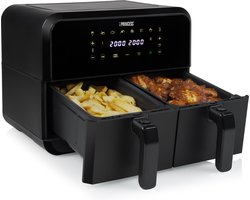 Princess Double Basket Airfryer 182068 - Dubbele heteluchtfriteuse - 2 manden x 4 liter - 8 voorgeprogrammeerde programma’s - Touchscreen - Zwart