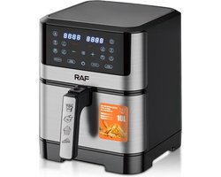 RAF Airfryer - Heteluchtfriteuse - 10 Liter - 10 voorgeprogrammeerde programma's - Zwart - Digital Touchscreen- Grillrack