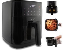 Rockerz Airfryer XL - Heteluchtfriteuse - Inhoud 5.5 liter - Voor het hele gezin - 1900 Watt - 10 ingestelde kookprogramma’s - Warmtebehoud functie - Gehard glazen kijkvenster - Automatisch uitschakelen - 70% minder vet