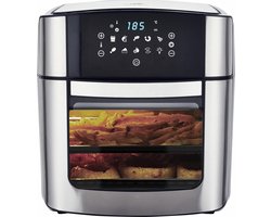 Royal Swiss® Airfryer oven - Hetelucht friteuse - 16 liter - 10 programma's - 5 accessoires - 80 tot 200 graden - 1800 watt - Zwart/RVS