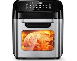 Royalty Line AFO-12601 Airfryer Oven - Airfryer XXL - Heteluchtfriteuse met 12 Programma's - Touch Display Heteluchtoven - 12 Liter - 1800W - Zwart / Zilver