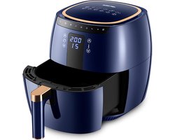 Swiss Pro+ - SP-DAF7LDB - airfryer XXXL - Intelligente Heteluchtfriteuse Digitaal- 7 L - XXXL - New Model 2023 - GRATIS Recepten Boek - Touchscreen - TURBO Opwarmen - Blauw - 7 liter