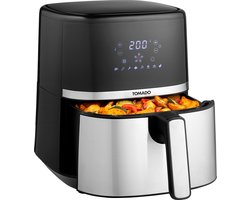 Tomado TAF5401S - Airfryer - 5,4 liter inhoud - Heteluchtfriteuse - Digitaal display - 800 gram friet - Zwart/RVS