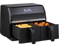 Tomado TAF8001B - Dubbele airfryer - 2 x 4 liter inhoud - 1700 watt - Tiptoetsbediening - 8 automatische programma's - Zwart