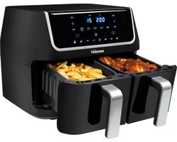 Tristar Dubbele Airfryer FR-6970 - Double Basket Airfryer XXL - 9 Liter - Dubbele Heteluchtfriteuse 2 x 4,5 liter - 8 voorgeprogrammeerde functies - Digitaal - Zwart