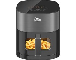 Uten Dual verhittings Airfryer - Airfryer XL - 2000W - Heteluchtfriteuse - Uitgestelde start-technologie - 14 kookmodi - Touchscreen - Venster - 40ºC tot 200ºC - 5.5Liter - Grijs Zwart