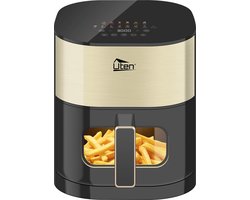 Uten Dual verhittings Airfryer - Airfryer XL - 2000W - Heteluchtfriteuse - Uitgestelde start-technologie - 14 kookmodi - Touchscreen - Venster - 40ºC tot 200ºC - 5.5Liter - Zwart / Goud