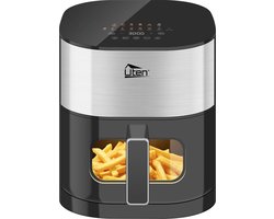 Uten Dual verhittings Airfryer - Airfryer XL - 2000W - Heteluchtfriteuse - Uitgestelde start-technologie - 14 kookmodi - Touchscreen - Venster - 40ºC tot 200ºC - 5.5Liter - Zwart / Zilver