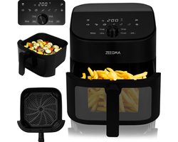 Zeegma Knapper Chef - Airfryer XL - Vetvrij - 6,5 L - Zwart - 10 programma's - 1600 W - Snelle opwarming tot 60s - Antislippoten