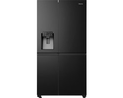 Hisense RS818N4IFD- Amerikaanse koelkast - Energielabel D - Vaste Wateraansluiting - Water- & ijsdispenser - Metal Cooling - No Frost - RVS - Multi-Air Flow - Fast Freeze - 35dB (A) - Inverter Compressor - 632 Liter