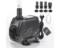 Aquariumpomp 3500 l/u - Ultra Stille Dompelpomp met 2m Kabel en 4 Sproeiers voor Aquarium