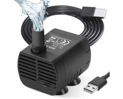 Mini dompelpomp voor vijver en aquarium - 200l/h stille waterpomp met USB-aansluiting