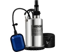 Vevor - Waterpomp - Rioolpomp - Dompelpomp - Schoonwaterpomp - Voor het oppompen van water uit zwembaden - 1100W - 1,5PK - Zilver