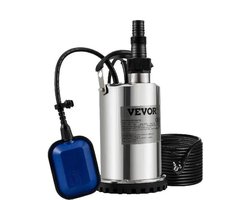 Vevor - Waterpomp - Rioolpomp - Dompelpomp - Schoonwaterpomp - Voor het pompen van water uit zwembaden - 9500L/H b - 550W - Zilver