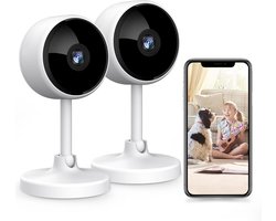 2 Pack 1080p Smart IP Wifi Cameras - IP Cam - Beveiligings Camera - Werkt Met Alexa & App - Babycam - Baby Camera - Indoor - Motion Detection - Nightvision - Audio