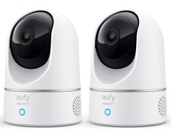 2x Eufy Pan & Tilt 2K Indoor Beveiligingscamera voor binnen - Bedraad - Wit