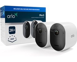 Arlo Pro 5 2K+ draadloze beveiligingscamera voor buiten - 2 IP-Camera's, wit