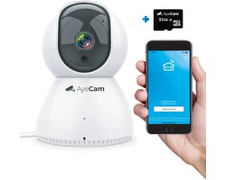 AyeCam Beveiligingscamera – Met App - WiFi - Bewegingssensor - Incl. 32GB SD - Camera Beveiliging - Huisdiercamera