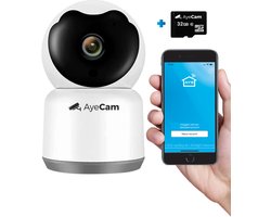 AyeCam Huisdiercamera - Met App - Incl. 32GB SD - WiFi - Beweeg & Geluidsdetectie - Beveiligingscamera - Hondencamera