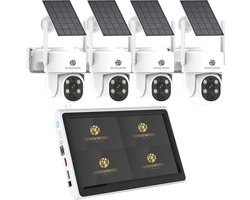 BestSystems - 4 beveiligingscamera's met solar panel - beveiligingscamera buiten - buiten camera met nachtzicht - wifi camera - draadloze camera - camerabewaking - outdoor camera