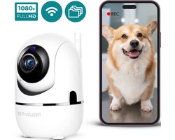 BS producten Beveiligingscamera - Huisdiercamera - WiFi - Full HD - Beweeg en geluidsdetectie - Petcam met app - Hondencamera - Bewakingscamera voor Binnen - Indoor Camera - Wit