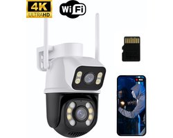 Buitencamera Met App & Dual-Lens Incl. SD Kaart + Slimme Persoons-, Bewegings- en Geluidsdetectie - Full Color Nachtzicht 15m - Ultra HD Beveiligingscamera Buiten En Binnen - Waterproof - Tweeweg Audio - Wifi Beveiligingscamera Set