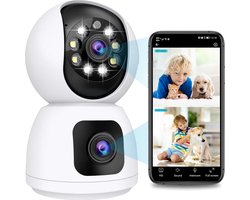 Camux DualVision Beveiligingscamera Binnen - 2MP Full HD Camera met Nachtzicht - Babyfoon - Baby monitor - Huisdiercamera met app - Hondencamera - Petcam