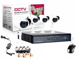 CCTV DVR Kit Beveiligingscamera Plug en Play camerasysteem  - 4 camera's WIT