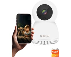 Denver Beveiligingscamera Indoor - Huisdiercamera - Camera met Nachtzicht - Tuya App - WiFi - Full HD - 1080P - Bewegingsdetectie - IIC215MK2- Wit