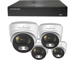 Draadloze Beveiligingscamera 4K Ultra HD - Sony 8MP - Set 4x Dome - Wit - Buiten & Binnen - Met Nachtzicht - Incl. Recorder & App