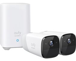 Eufy Cam 2 Pro 2K Draadloze Beveiligingsset - Inclusief Homebase en 2 Camera's - Wit