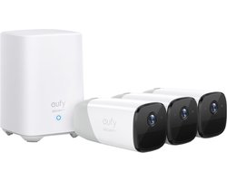 Eufy Cam 2 Pro 2K Draadloze Beveiligingsset - Inclusief Homebase en 3 Camera's - Wit