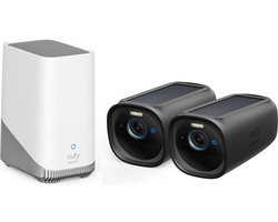 Eufy Cam 3 4K Draadloze Beveiligingsset - Inclusief Homebase 3 en 2 Solar Camera's incl. BLACK skin - Bundelvoordeel