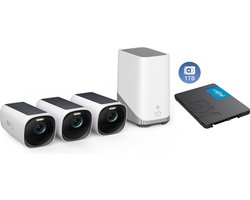 Eufy Cam 3 4K Draadloze Beveiligingsset - Inclusief Homebase 3 en 3 Solar Camera's + 1TB SSD voor 15 jaar opslag - Voordeelbundel