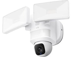 eufy Floodlight Camera E30, outdoor beveiligingscamera, 360° draai-en kantelfunctie, AI-detectie en tracering, 2K video, 2,4 GHz wifi, 2.000 lumen, aangepaste stem- en lichtwaarschuwingen, 24/7 opname, geen maandelijkse bijdrage - wit