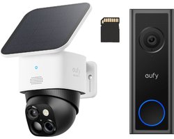 Eufy S340 SoloCam 3K + Videodeurbel C31 Incl. 32G SD-kaart op accu - Bundel