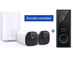 eufy security-EufyCam 2 Pro - 2 beveiligingscamera's + Eufy Video Deurbel 2K Ultra HD - inclusief homebase - bundelvoordeel