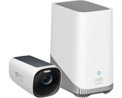 eufy Security - eufyCam 3 Set met 1 camera's - Wit en zwart,4K draadloos Beveiligingscamerasysteem met geïntegreerd zonnepaneel - AI gezichtsherkenning