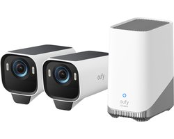 eufy Security S3 Pro Buitencamera's, 2 Pack met HomeBase 3 - Outdoorcam set - 4K Ultra HD resolutie, MaxColor Vision™ technologie, Zonne-energie met SolarPlus™ 2.0, Compatibel met Apple HomeKit, Alexa en Google Assistant