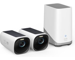 eufy Security S330 Buitencamera's, 2 Pack met HomeBase 3 – Outdoorcam set - 4K Ultra HD-resolutie, geïntegreerd zonnepaneel, compatibel met Apple HomeKit, Alexa en Google Assistant