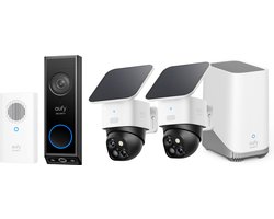 eufy Security SoloCam S340 2-pack + Homebase 3 + E340 deurbel incl Gong- Bundelvoordeel