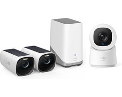 EufyCam 3 4K Draadloze Beveiligingsset - Inclusief Homebase 3 en 2 Solar Camera's + Eufy Indoor Cam C220 - Voordeelbundel